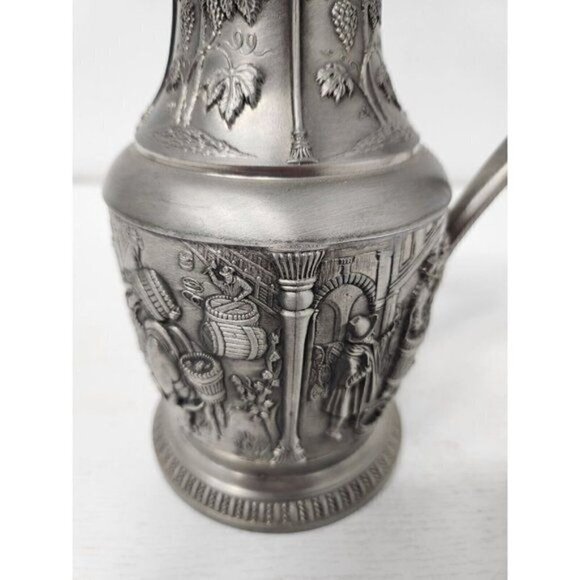 VTG Germany SKS ZINN 95% Weinlese Pewter Pitcher with Lid Carafe Wine Harvest - Picture 9 of 14
